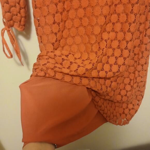 Vintage Solitaire Women's Dress S Coin Crochet Coral Pink Artsy Boho Retro - Picture 8 of 11